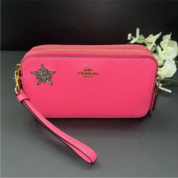 Coach Kira Crossbody wristlet 88484 Pink Double Zip Star Applique - Picture 3 of 14